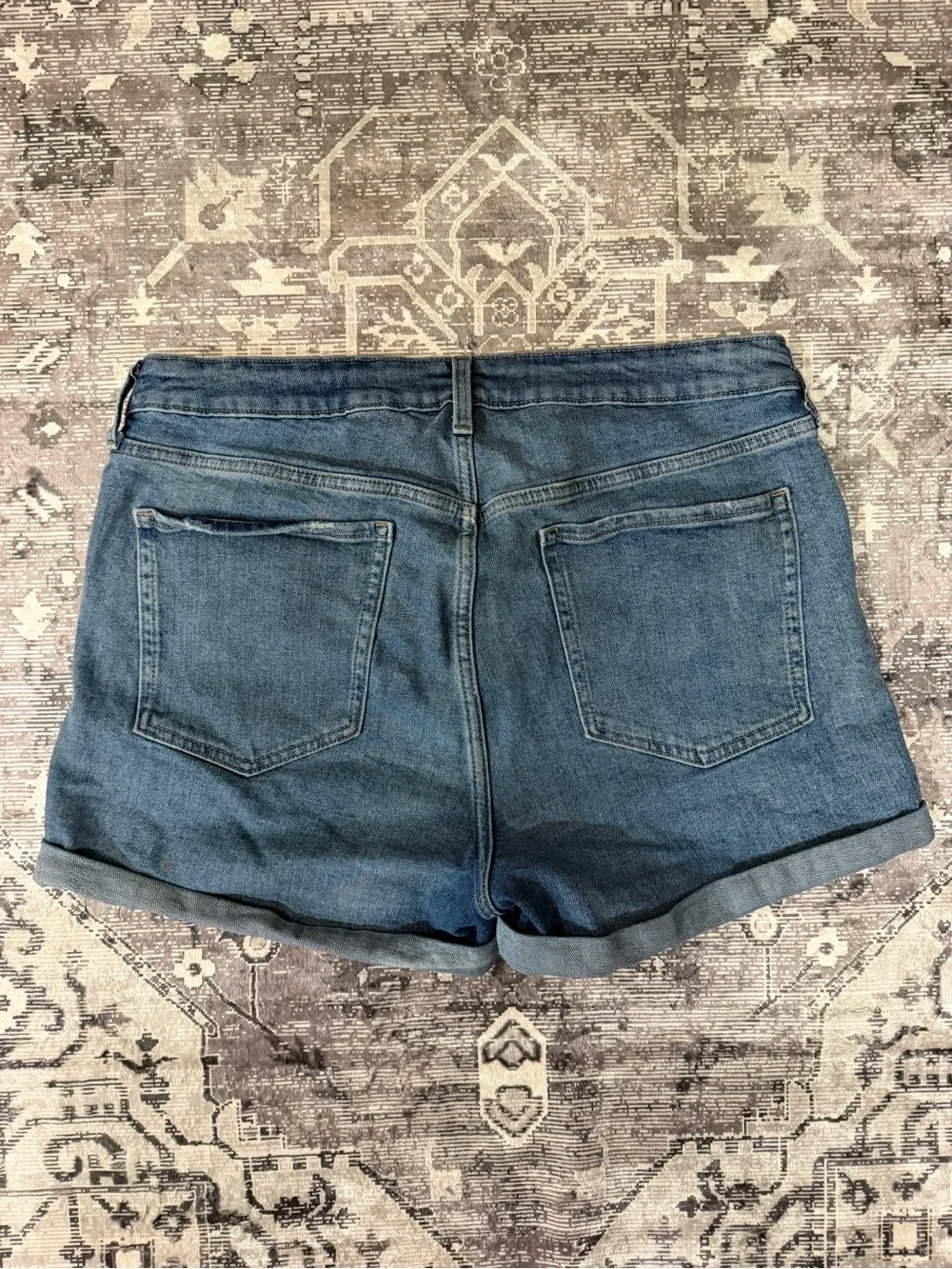 Old Navy Light Blue Distressed Denim Roll-Cuff Shorts
